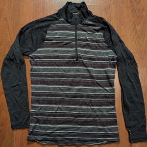 Smartwool Merino 250 Half Zip Pullover Size L Striped 100% Merino Wool